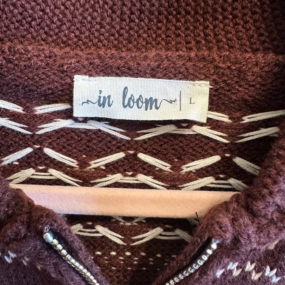 In Bloom Brown Zip Up Sweater with Dog Design - Picture 2 of 8